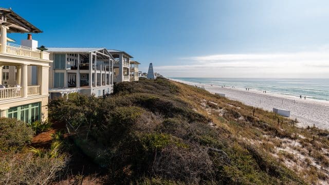High Angle View From Wooden Pavilion Gazebo By Beach At